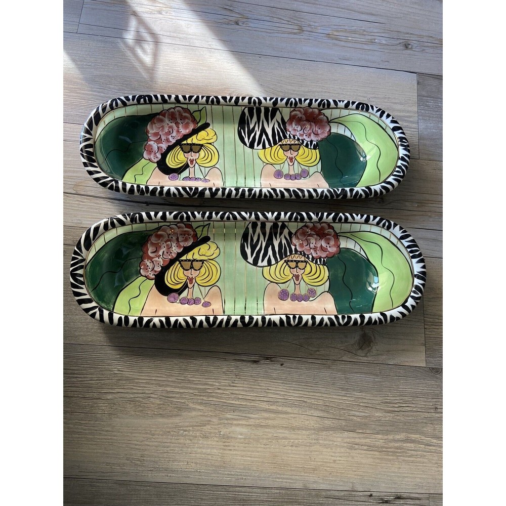 Lynda Corneille, Swak Aunt Gertie 18" Ovil Plater Wall Hanging set of 2